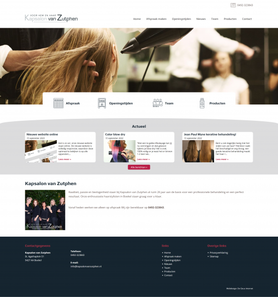 Website ontwikkeld voor Kapsalon van Zutphen Boekel